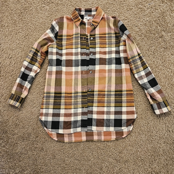 Madewell Classic Ex-Boyfriend Shirt in Coral Seconda Plaid, Size XS - Picture 3 of 10